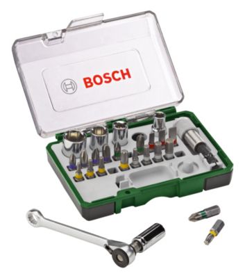 Coffret embouts vissage avec clé à cliquet Bosch 27 pièces