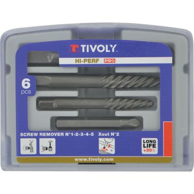 Coffret extracteurs goujons et vis - 6 pièces - Tivoly