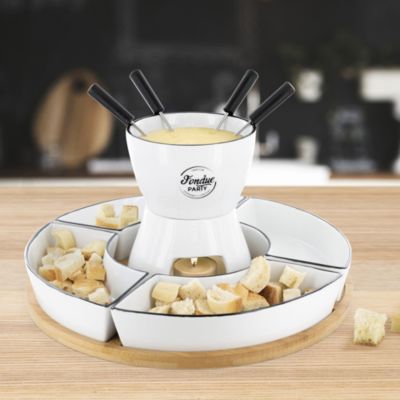 Coffret à Fondue - COOK CONCEPT - Support en Bambou - Coupelles x4 - Multicolore