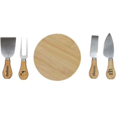 Coffret à fromages planche en hévéa et 4 couteaux