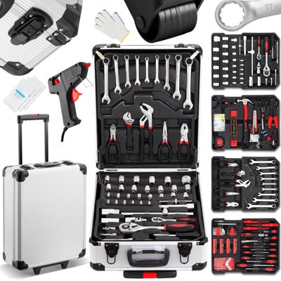 Coffret à Outils 1000 Pièces Professionnel - Valise Roulante Aluminium avec Poignée Télescopique et Outils Chrome Vanadium pour