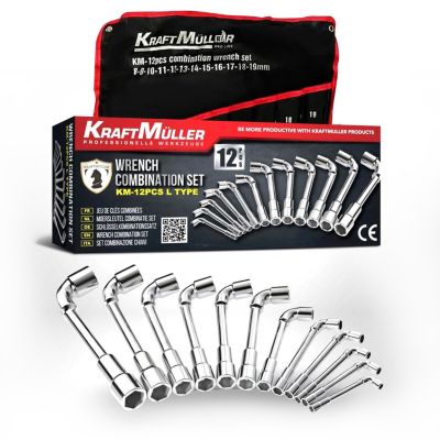 Coffret Outils Kraft Muller CRV 171 pièces Douilles, Cliquets, Jeu de 12 Clés à pipe 6 PANS de 8 à 19mm Chrome vanadium