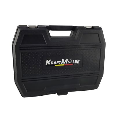 Coffret Outils Kraft Muller CRV 171 pièces Douilles, Cliquets, Jeu de 12 Clés à pipe 6 PANS de 8 à 19mm Chrome vanadium