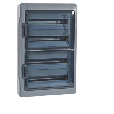 Coffret étanche Plexo3  4x18 modules avec embouts à perforation directe prémontés IP65 IK09 - Gris -