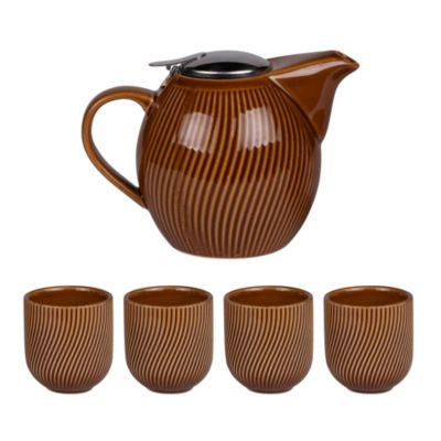 Coffret théière 0,9L avec 4 gobelets Mao miel