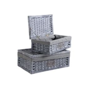 Coffrets en papier corde et bois (Lot de 2)