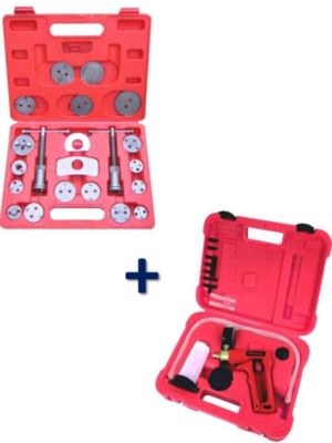 Coffrets Repousse Piston Etrier de Freins 22 pcs + Coffret Purgeur Liquide de Frein testeur de circuits à dépression