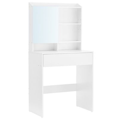 Coiffeuse 1 tiroir et 3 étagères avec miroir - H136 cm