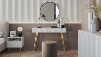 Coiffeuse 2 tiroirs blanc 104 cm BELLO