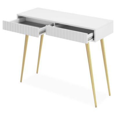 Coiffeuse 2 tiroirs blanc 104 cm BELLO