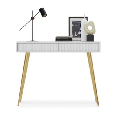 Coiffeuse 2 tiroirs blanc 104 cm BELLO