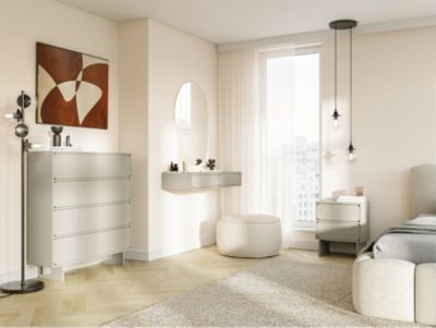 Coiffeuse 2 tiroirs suspendue grège 110 cm WUWU