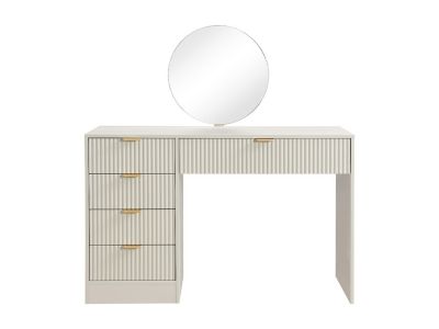 Coiffeuse avec miroir à LEDs - 5 tiroirs - Beige et doré - OLENYRA