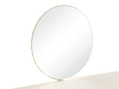Coiffeuse avec miroir à LEDs - 5 tiroirs - Beige et doré - OLENYRA