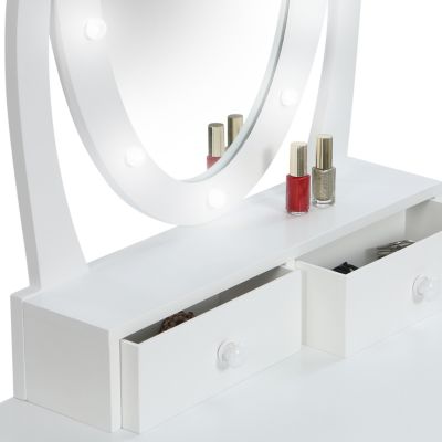 Coiffeuse BELLA avec miroir LED et tabouret