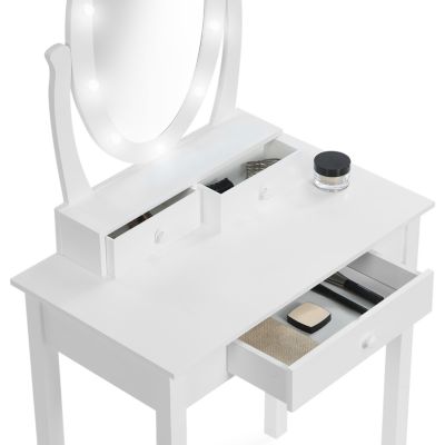 Coiffeuse BELLA avec miroir LED et tabouret