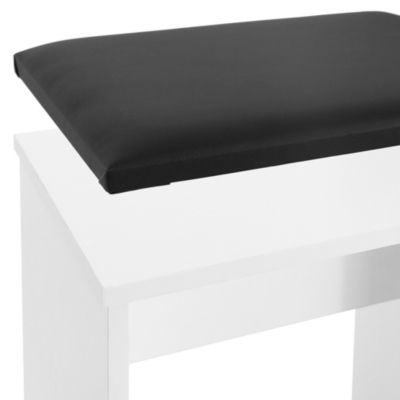 Coiffeuse blanc avec miroir pliable table de maquillage avec tabouret noir MDF