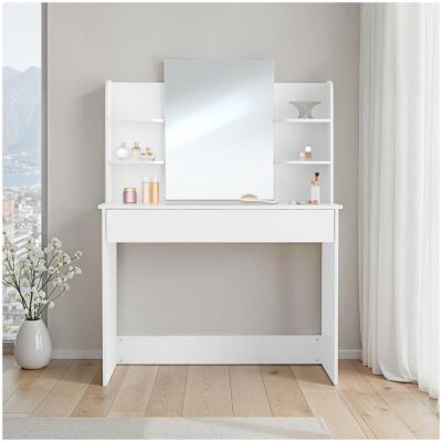 Coiffeuse CAMILLE avec miroir et rangements au look moderne