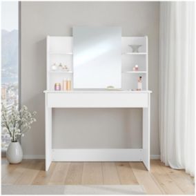 Coiffeuse CAMILLE avec miroir et rangements au look moderne