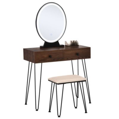 Coiffeuse design - miroir LED intégré - 2 tiroirs + 1 organisateur ...