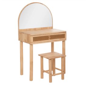 Coiffeuse enfant et son tabouret (55x36.5x100 cm - Beige)