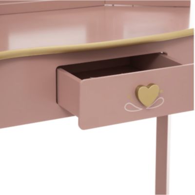 Coiffeuse et tabouret enfant (59.7x29.2x98.5 cm - Rose)