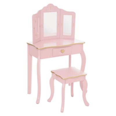 Coiffeuse et tabouret enfant Sissi - rose - Atmosphera