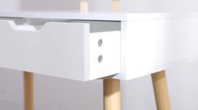 Coiffeuse table de maquillage avec miroir LED et tabouret coloris blanc H129 x L80 x P40 cm