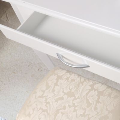 Coiffeuse table de maquillage commode avec miroir tiroirs et tabouret blanc MDF