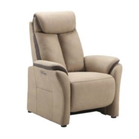 COIMBRA - Fauteuil Relax Electrique New Nobuck Beige et Gris Foncé