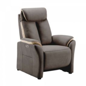 COIMBRA - Fauteuil Relax Electrique New Nobuck Gris Foncé et Beige