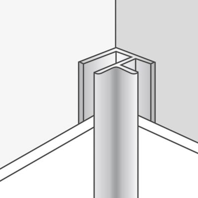 Coin profilé de finition aluminium pour dalles PVC Dumawall L. 260 x l 15cm x H. 1.5 cm Ép 5 mm