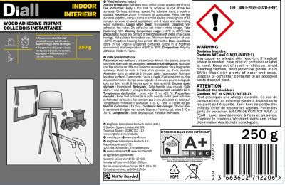 Colle à bois blanche prise rapide Diall 250 g