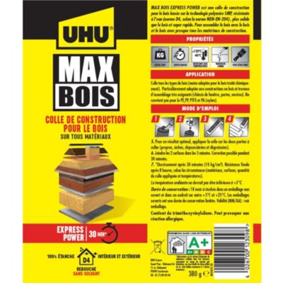 Colle à bois sans PU UHU, cartouche 380g