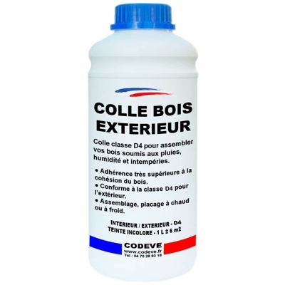 Colle Bois Exterieur - 1 L   - Codeve Bois - Pour L'assemblage De Votre Bois Soumis à L'eau Et à L'humidité En Extérieur.