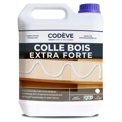 Colle Bois Extra Forte - 5 L   - Codeve Bois - Pour Le Collage De Votre Bois Massif, Brut, Stratifié, Aggloméré Ou Contreplaqué.