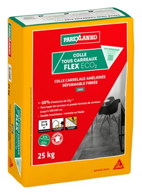 Colle carrelage flex intérieur et extérieur gris idéal grands carreaux 25 kg ParexLanko Flex Eco2