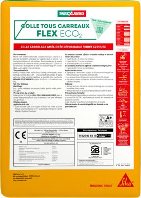 Colle carrelage flex intérieur et extérieur gris idéal grands carreaux 25 kg ParexLanko Flex Eco2