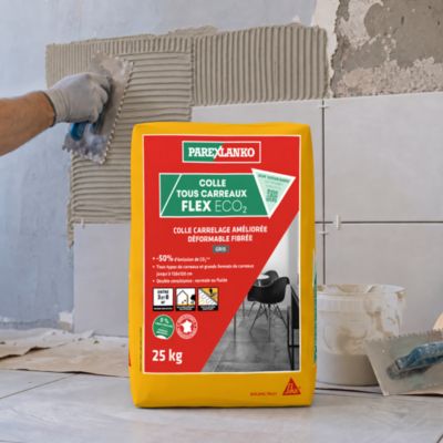 Colle carrelage flex intérieur et extérieur gris idéal grands carreaux 25 kg ParexLanko Flex Eco2