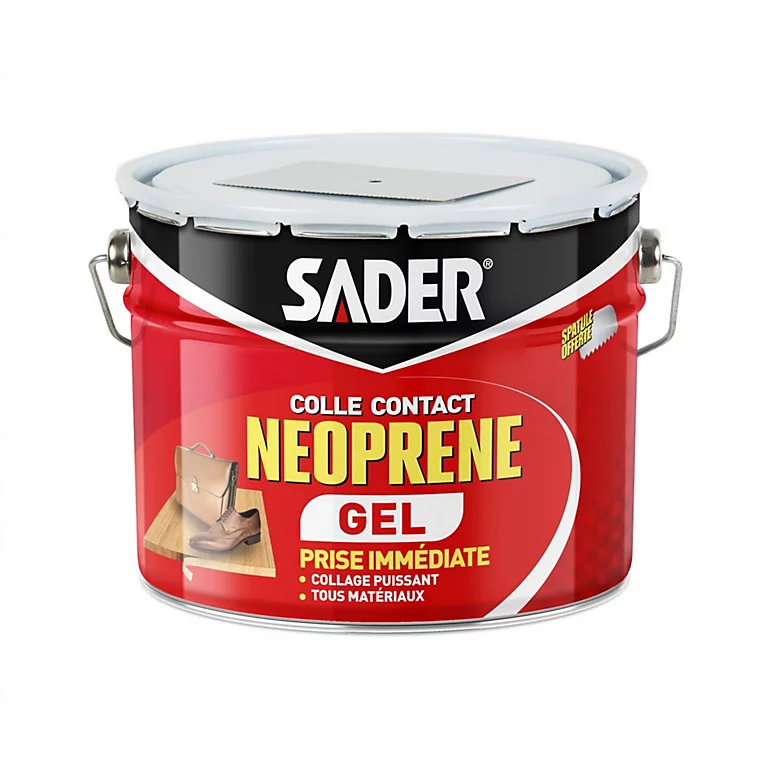 Colle contact néoprène en gel Sader tous matériaux seau de 2.5 litres
