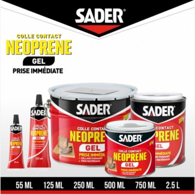 Colle contact néoprène en gel Sader tous matériaux tube de 125 ml