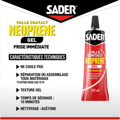 Colle contact néoprène en gel Sader tous matériaux tube de 125 ml