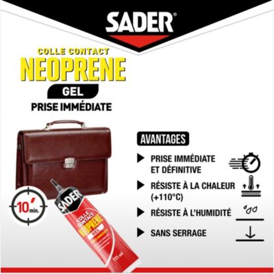 Colle contact néoprène en gel Sader tous matériaux tube de 125 ml