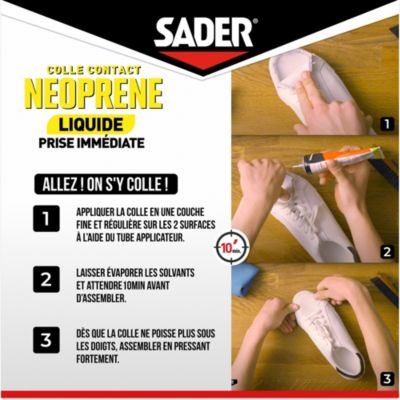 Colle contact néoprène liquide Sader tous matériaux tube de 125 ml