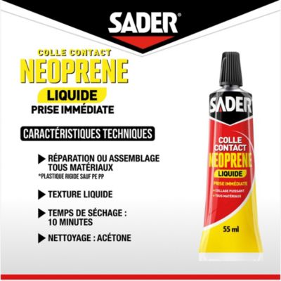 Colle contact néoprène liquide Sader tous matériaux tube de 55 ml