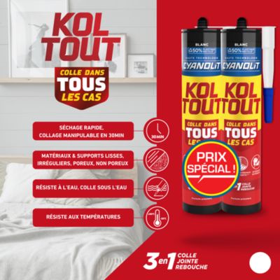 Colle Cyanolit Koltout blanc 290 ml, lot de 2