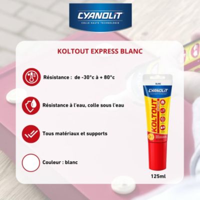 Colle Cyanolit Koltout blanc express tube 125 ml
