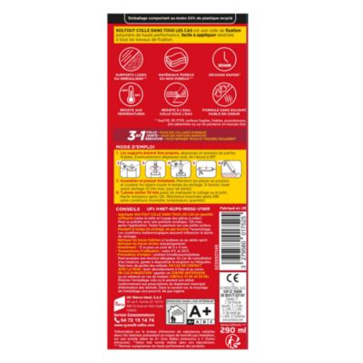 Colle de fixation Cyanolit Koultout 33301149 couleur blanc résistance 350 kg / 10 cm² séchage en 30 minutes
