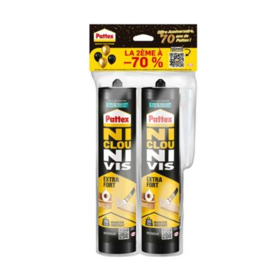 Colle de fixation Ni Clou Ni Vis Extra Fort 380 g (lot de 2) Pattex