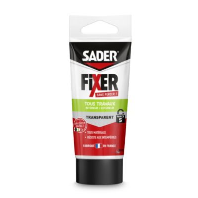 Colle de fixation Sader Fixer Sans Percer Tous Travaux intérieur/extérieur transparent tube 50g